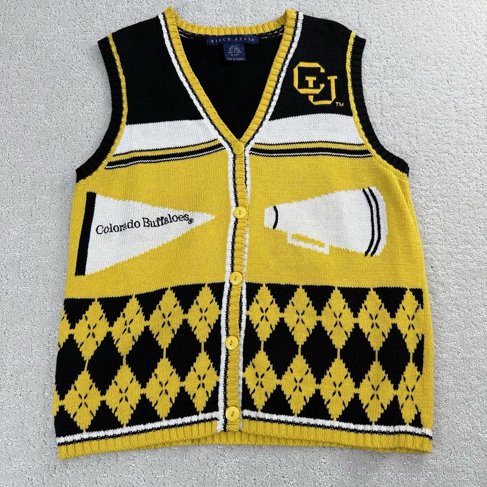 Vintage Birch Bros Colorado‎ Buffaloes Sweater Vest Mens Size S Embroidered